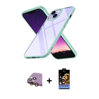 MARSİLYAN™- iPhone 15 Kılıf Nova Işık Serisi - Siyah Buffer Hayalet Cam Ekran Koruyucu + Raze Metal Kamera Lens - SI