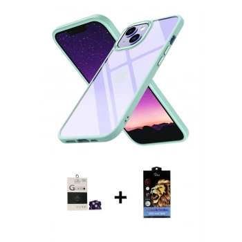 MARSİLYAN™- iPhone 15 Kılıf Nova Işık Serisi - Siyah Buffer Hayalet Cam Ekran Koruyucu + Bilvis Titan Kamera Lens - YL