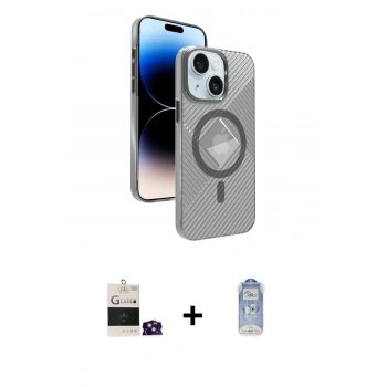 MARSİLYAN™- iPhone 15 Kılıf Nova Modern Prime - Siyah Joko Magic 5D Cam + Bilvis Titan Kamera Lens - YL