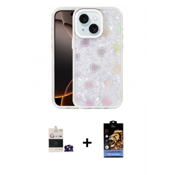 MARSİLYAN™- iPhone 15 Kılıf Odak Prime - Siyah Buffer Hayalet Cam Ekran Koruyucu + Bilvis Titan Kamera Lens - YL