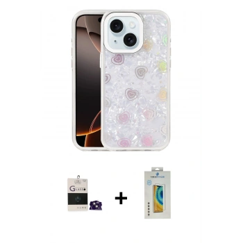 MARSİLYAN™- iPhone 15 Kılıf Odak Prime - Siyah Polymer Nano Ekran Koruyucu + Bilvis Titan Kamera Lens - PE