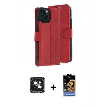 MARSİLYAN™- iPhone 15 Kılıf Siluet Işık Serisi - Siyah Buffer Hayalet Cam Ekran Koruyucu + PVD Metal Kamera Lens - YL