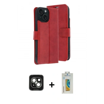 MARSİLYAN™- iPhone 15 Kılıf Siluet Işık Serisi - Siyah Polymer Nano Ekran Koruyucu + PVD Metal Kamera Lens - YL