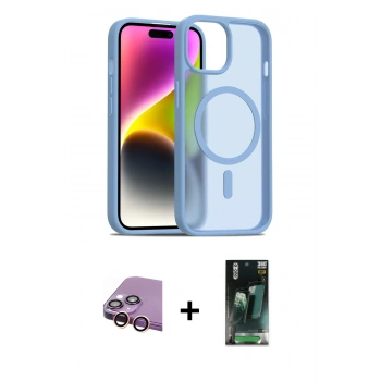 MARSİLYAN™- iPhone 15 Kılıf Siluet Minimal Prime - Şeffaf 360 Full Body Arka Koruyucu + Raze Metal Kamera Lens - PE