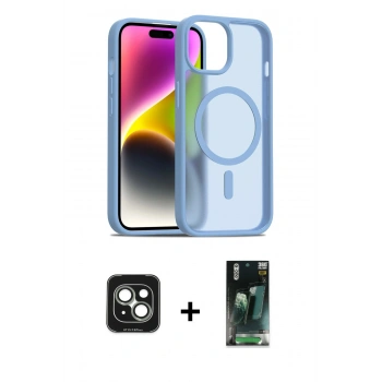 MARSİLYAN™- iPhone 15 Kılıf Siluet Minimal Prime - Siyah 360 Mat Full Body Arka Koruyucu + PVD Metal Kamera Lens - YL