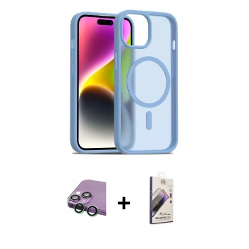MARSİLYAN™- iPhone 15 Kılıf Siluet Minimal Prime - Siyah Bilvis 3D Mat Cam Ekran Koruyucu + Raze Metal Kamera Lens - YL