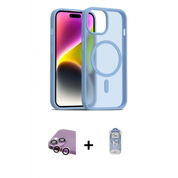 MARSİLYAN™- iPhone 15 Kılıf Siluet Minimal Prime - Siyah Joko Magic 5D Cam + Raze Metal Kamera Lens - PE