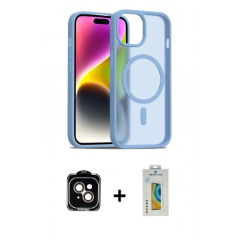 MARSİLYAN™- iPhone 15 Kılıf Siluet Minimal Prime - Siyah Polymer Nano Ekran Koruyucu + PVD Metal Kamera Lens - TU