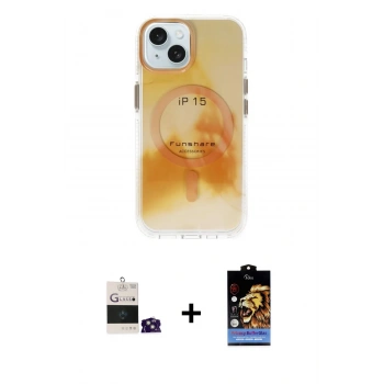 MARSİLYAN™- iPhone 15 Kılıf Ufuk Doku Prime - Siyah Buffer Hayalet Cam Ekran Koruyucu + Bilvis Titan Kamera Lens - YL