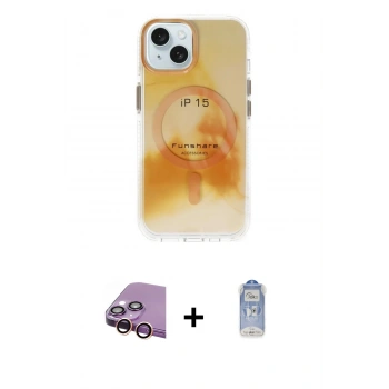 MARSİLYAN™- iPhone 15 Kılıf Ufuk Doku Prime - Siyah Joko Magic 5D Cam + Raze Metal Kamera Lens - PE