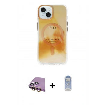 MARSİLYAN™- iPhone 15 Kılıf Ufuk Doku Prime - Siyah Joko Magic 5D Cam + Raze Metal Kamera Lens - SI