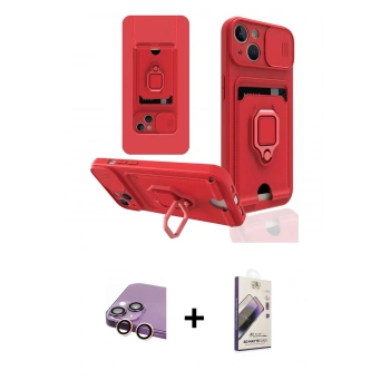 MARSİLYAN™- iPhone 15 Kılıf Vadi Form Prime - Siyah Bilvis 3D Mat Cam Ekran Koruyucu + Raze Metal Kamera Lens - PE