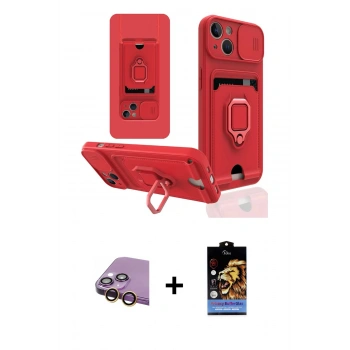 MARSİLYAN™- iPhone 15 Kılıf Vadi Form Prime - Siyah Buffer Hayalet Cam Ekran Koruyucu + Raze Metal Kamera Lens - SI