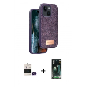 MARSİLYAN™- iPhone 15 Kılıf Vadi Klasik Serisi - Siyah 360 Mat Full Body Arka Koruyucu + Bilvis Titan Kamera Lens - YL