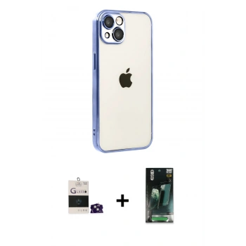 MARSİLYAN™- iPhone 15 Kılıf Vadi Minimal - Siyah 360 Mat Full Body Arka Koruyucu + Bilvis Titan Kamera Lens - YL