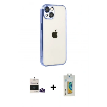 MARSİLYAN™- iPhone 15 Kılıf Vadi Minimal - Siyah Polymer Nano Ekran Koruyucu + Bilvis Titan Kamera Lens - PE