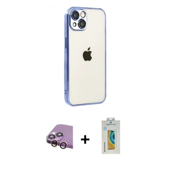 MARSİLYAN™- iPhone 15 Kılıf Vadi Minimal - Siyah Polymer Nano Ekran Koruyucu + Raze Metal Kamera Lens - PE