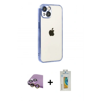 MARSİLYAN™- iPhone 15 Kılıf Vadi Minimal - Siyah Polymer Nano Ekran Koruyucu + Raze Metal Kamera Lens - SI