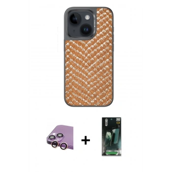 MARSİLYAN™- iPhone 15 Kılıf Vadi Özel Seri - Siyah 360 Mat Full Body Arka Koruyucu + Raze Metal Kamera Lens - PE