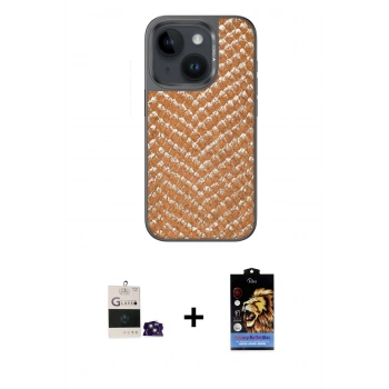 MARSİLYAN™- iPhone 15 Kılıf Vadi Özel Seri - Siyah Buffer Hayalet Cam Ekran Koruyucu + Bilvis Titan Kamera Lens - PE