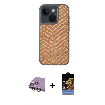 MARSİLYAN™- iPhone 15 Kılıf Vadi Özel Seri - Siyah Buffer Hayalet Cam Ekran Koruyucu + Raze Metal Kamera Lens - SI