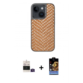 MARSİLYAN™- iPhone 15 Kılıf Vadi Özel Seri - Siyah Buffer Hayalet Cam Ekran Koruyucu + Bilvis Titan Kamera Lens - YL