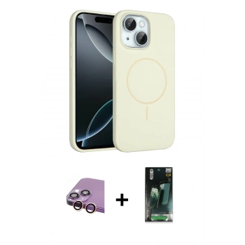 MARSİLYAN™- iPhone 15 Kılıf Yankı Form Serisi - Şeffaf 360 Full Body Arka Koruyucu + Raze Metal Kamera Lens - PE