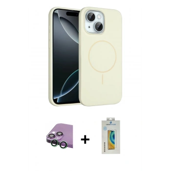 MARSİLYAN™- iPhone 15 Kılıf Yankı Form Serisi - Siyah Polymer Nano Ekran Koruyucu + Raze Metal Kamera Lens - YL