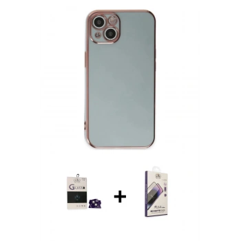 MARSİLYAN™- iPhone 15 Kılıf Yankı Serisi - Siyah Bilvis 3D Mat Cam Ekran Koruyucu + Bilvis Titan Kamera Lens - PE
