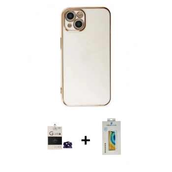 MARSİLYAN™- iPhone 15 Kılıf Yankı Serisi - Siyah Polymer Nano Ekran Koruyucu + Bilvis Titan Kamera Lens - SH