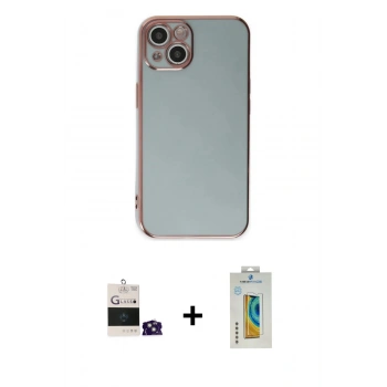 MARSİLYAN™- iPhone 15 Kılıf Yankı Serisi - Siyah Polymer Nano Ekran Koruyucu + Bilvis Titan Kamera Lens - YL