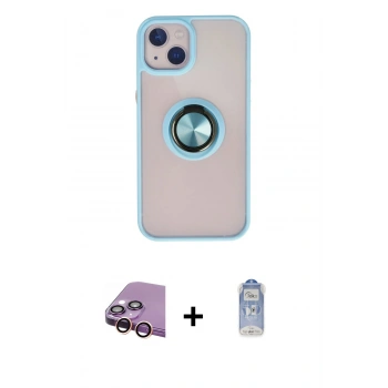 MARSİLYAN™- iPhone 15 Kılıf Yörünge Çizgi - Siyah Joko Magic 5D Cam + Raze Metal Kamera Lens - PE