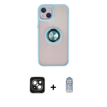 MARSİLYAN™- iPhone 15 Kılıf Yörünge Çizgi - Siyah Joko Magic 5D Cam + PVD Metal Kamera Lens - YL