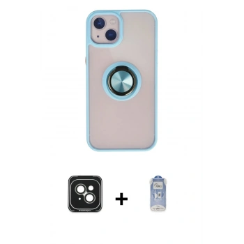 MARSİLYAN™- iPhone 15 Kılıf Yörünge Çizgi - Siyah Joko Magic 5D Cam + PVD Metal Kamera Lens - YL