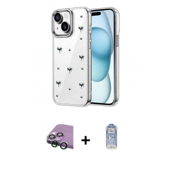 MARSİLYAN™- iPhone 15 Kılıf Yörünge Form - Siyah Joko Magic 5D Cam + Raze Metal Kamera Lens - YL