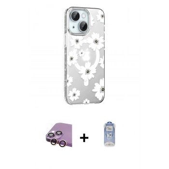 MARSİLYAN™- iPhone 15 Kılıf Yörünge Işık Prime - Siyah Joko Magic 5D Cam + Raze Metal Kamera Lens - PE