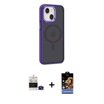 MARSİLYAN™- iPhone 15 Kılıf Yörünge Klasik - Siyah Buffer Hayalet Cam Ekran Koruyucu + Bilvis Titan Kamera Lens - PE