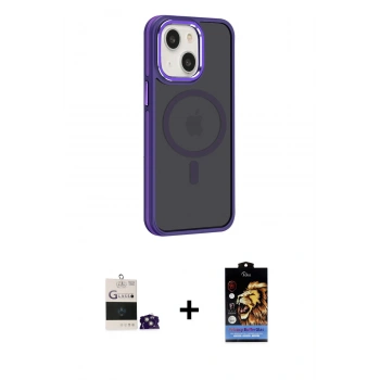 MARSİLYAN™- iPhone 15 Kılıf Yörünge Klasik - Siyah Buffer Hayalet Cam Ekran Koruyucu + Bilvis Titan Kamera Lens - YL