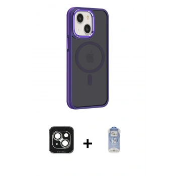 MARSİLYAN™- iPhone 15 Kılıf Yörünge Klasik - Siyah Joko Magic 5D Cam + PVD Metal Kamera Lens - YL