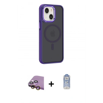 MARSİLYAN™- iPhone 15 Kılıf Yörünge Klasik - Siyah Joko Magic 5D Cam + Raze Metal Kamera Lens - SI