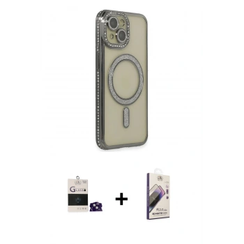 MARSİLYAN™- iPhone 15 Kılıf Zirve Doku Prime - Siyah Bilvis 3D Mat Cam Ekran Koruyucu + Bilvis Titan Kamera Lens - YL