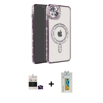 MARSİLYAN™- iPhone 15 Kılıf Zirve Doku Prime - Siyah Polymer Nano Ekran Koruyucu + Bilvis Titan Kamera Lens - YL