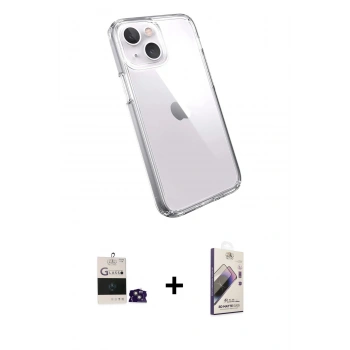 MARSİLYAN™- iPhone 15 Kılıf Zirve Doku - Siyah Bilvis 3D Mat Cam Ekran Koruyucu + Bilvis Titan Kamera Lens - PE