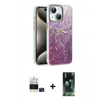 MARSİLYAN™- iPhone 15 Kılıf Zirve Modern Prime - Şeffaf 360 Full Body Arka Koruyucu + Bilvis Titan Kamera Lens - YL