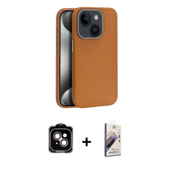 MARSİLYAN™- iPhone 15 Kılıf Zirve Modern Prime - Siyah Bilvis 3D Mat Cam Ekran Koruyucu + PVD Metal Kamera Lens - TU