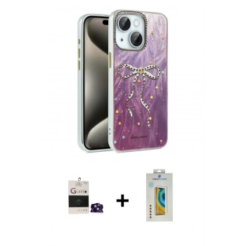MARSİLYAN™- iPhone 15 Kılıf Zirve Modern Prime - Siyah Polymer Nano Ekran Koruyucu + Bilvis Titan Kamera Lens - PE