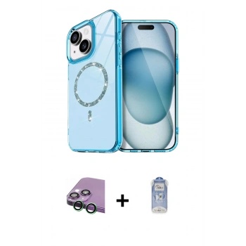MARSİLYAN™- iPhone 15 Plus Kılıf Kıvılcım Form Prime - Siyah Joko Magic 5D Cam + Raze Metal Kamera Lens - YL