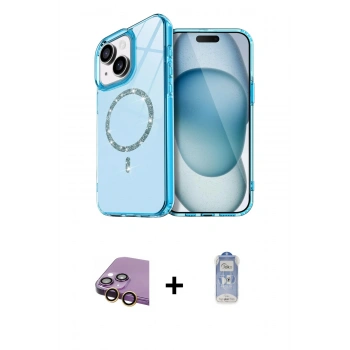MARSİLYAN™- iPhone 15 Plus Kılıf Kıvılcım Form Prime - Siyah Joko Magic 5D Cam + Raze Metal Kamera Lens - SI