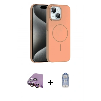 MARSİLYAN™- iPhone 15 Plus Kılıf Siluet Doku Özel Seri - Siyah Joko Magic 5D Cam + Raze Metal Kamera Lens - PE