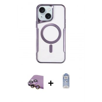 MARSİLYAN™- iPhone 15 Plus Kılıf Yadigar Klasik Özel Seri - Siyah Joko Magic 5D Cam + Raze Metal Kamera Lens - SI